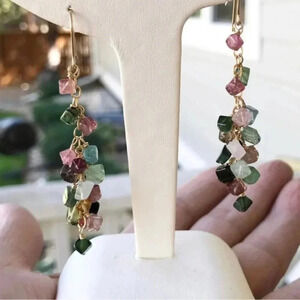 Tourmaline Waterfall Chandelier Multicolored Gemstone Earrings
